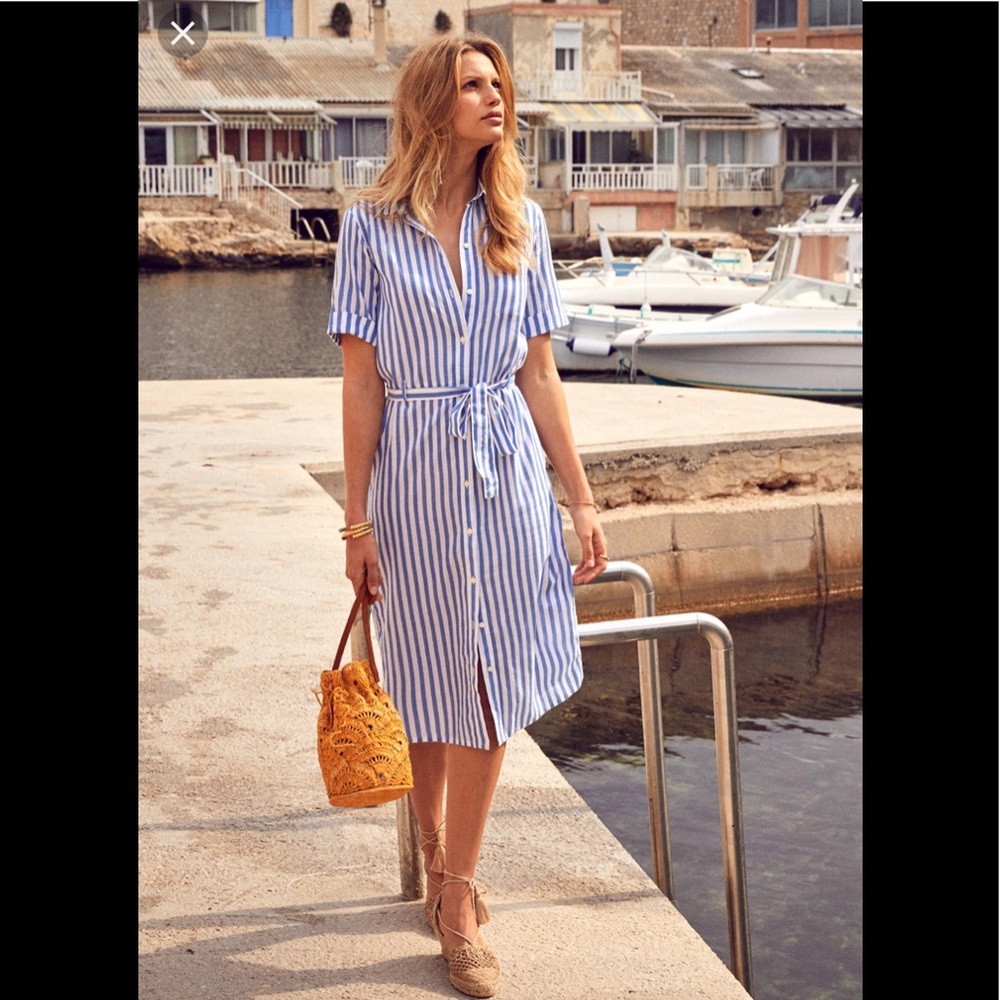 Sezane blue and white striped dress